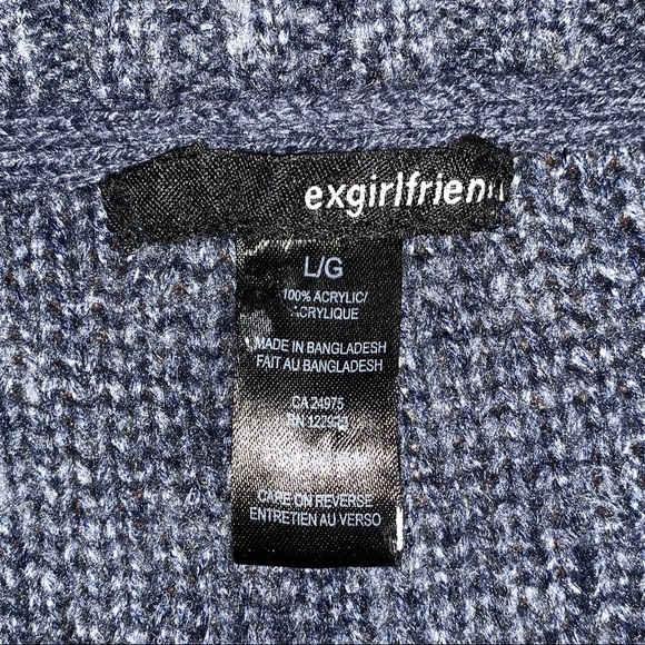 3/$30 exgirlfriend Knitted Blue Sweater Size Large - Picture 8 of 9